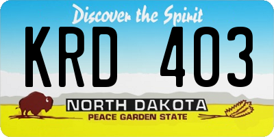 ND license plate KRD403