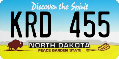 ND license plate KRD455