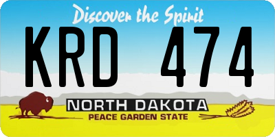ND license plate KRD474