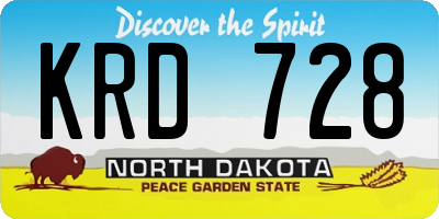 ND license plate KRD728