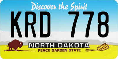 ND license plate KRD778