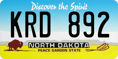 ND license plate KRD892