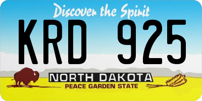 ND license plate KRD925