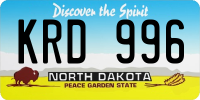 ND license plate KRD996
