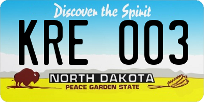 ND license plate KRE003