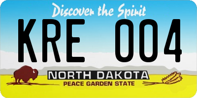 ND license plate KRE004