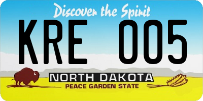 ND license plate KRE005