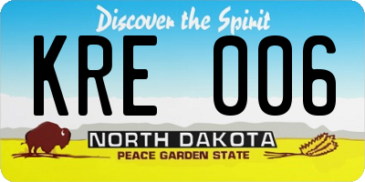 ND license plate KRE006