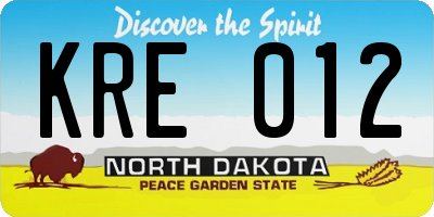 ND license plate KRE012