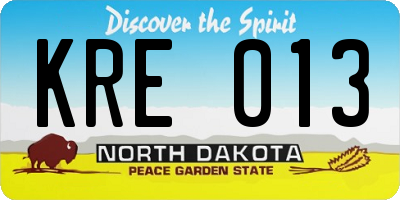 ND license plate KRE013