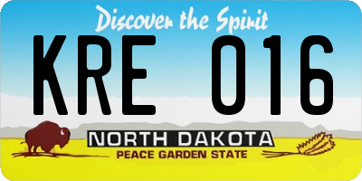 ND license plate KRE016
