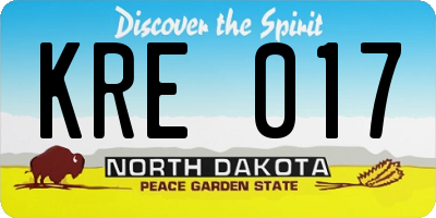ND license plate KRE017