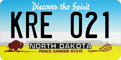 ND license plate KRE021