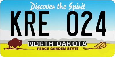 ND license plate KRE024