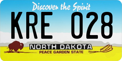 ND license plate KRE028