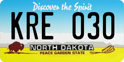 ND license plate KRE030