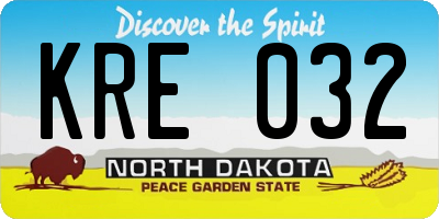 ND license plate KRE032