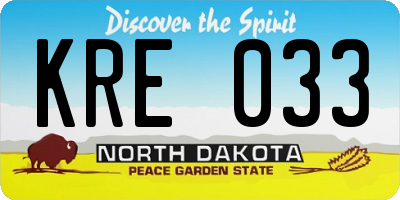 ND license plate KRE033