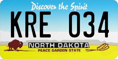 ND license plate KRE034