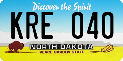 ND license plate KRE040