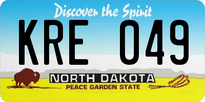 ND license plate KRE049