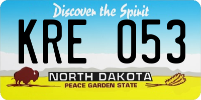 ND license plate KRE053