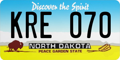 ND license plate KRE070