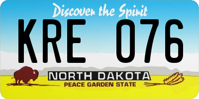 ND license plate KRE076