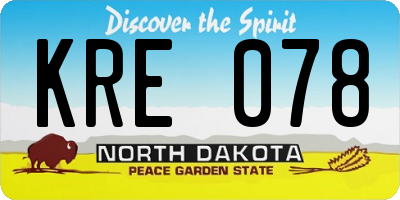 ND license plate KRE078