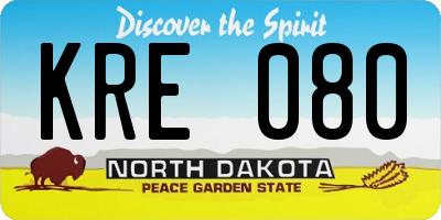 ND license plate KRE080