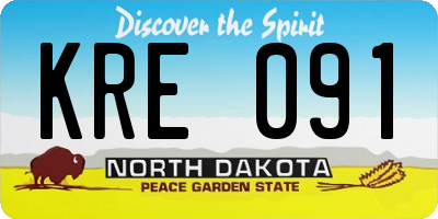 ND license plate KRE091