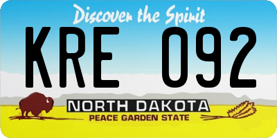 ND license plate KRE092