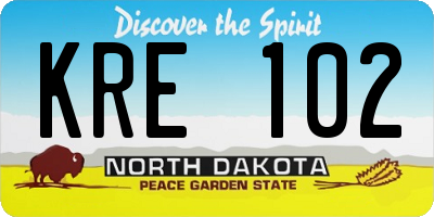 ND license plate KRE102