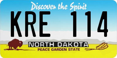 ND license plate KRE114