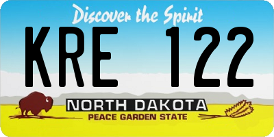 ND license plate KRE122