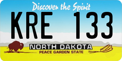 ND license plate KRE133