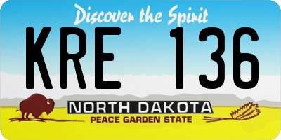 ND license plate KRE136