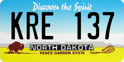 ND license plate KRE137