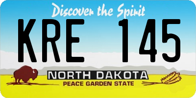ND license plate KRE145