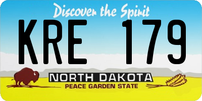 ND license plate KRE179