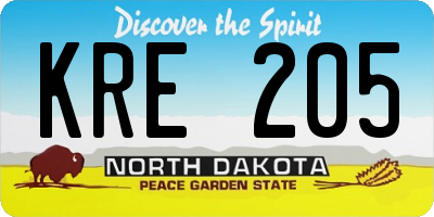 ND license plate KRE205
