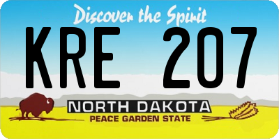 ND license plate KRE207