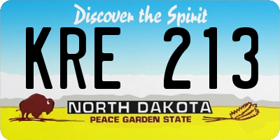 ND license plate KRE213
