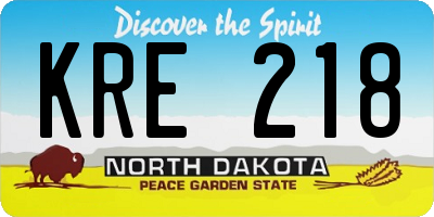ND license plate KRE218