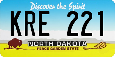 ND license plate KRE221