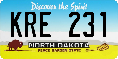 ND license plate KRE231