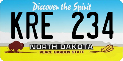ND license plate KRE234