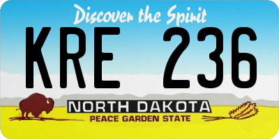 ND license plate KRE236