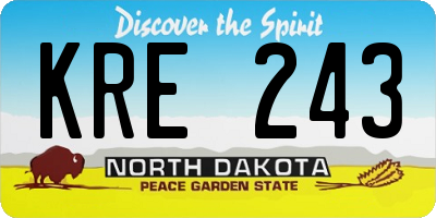 ND license plate KRE243