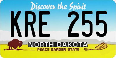 ND license plate KRE255